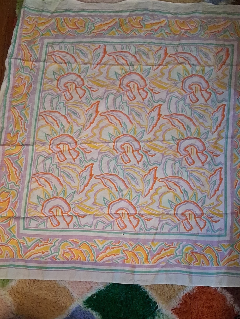 Vintage Mid-century Square Table Cloth, 48" x 48"